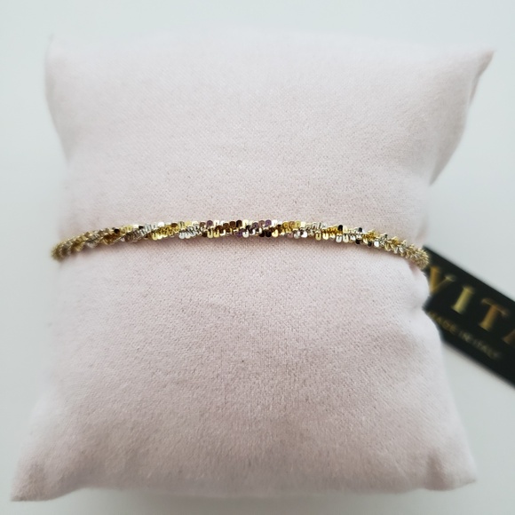 Made in Italy 925 Sterling Silver Two Tone Bracelet - Picture 4 of 8